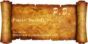 Papir Dezsér névjegykártya